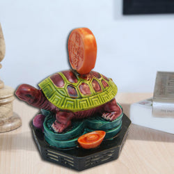 Feng Shui Wealth Tortoise With Coin Decorative Showpiece - 6 cm