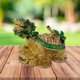 Divya Mantra Feng Shui Dragon Headed Tortoise with Baby Standing on Wealth Money Bed for Wish Fulfilling ,Good Luck, Abundance Prosperity, Office, Business, Home Decor Gift Item/Product - Multicolour - Divya Mantra
