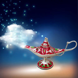Divya Mantra Aladdin Magic Genie Costume Moroccan Lantern Vintage Lamp Arabian Decorative Light Item for Party Decorations, Home, Kitchen Table Decor Accessories Wedding Decoration Item - Red, Silver - Divya Mantra