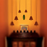 Trishakti Yantra Indian Mandir Home Wall Decor Hindu Temple Pooja Items Vastu Decorative Car Hanging Diwali Puja Symbol Sri Shiva Trishul, Om Sign, Lucky Swastik - Double Sided Set of 2, Green, Black - Divya Mantra
