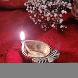 Indian Diwali Oil Lamp Pooja Diya Brass Light Puja Decorations Mandir Decoration Items Table Home Backdrop Decor Lamps Made in India Decorative Wicks Diyas Mango Shape Laxmi Vilakku Set of 10 - Gold - Divya Mantra