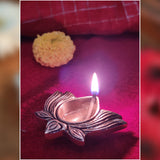 Indian Diwali Oil Lamp Pooja Diya Brass Light Puja Decorations Mandir Decoration Items Table Home Backdrop Decor Lamps Made in India Decorative Wicks Diyas Lotus Kamal Laxmi Vilakku Set of 4 - Gold - Divya Mantra