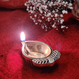 Divya Mantra Indian Diwali Oil Lamp Pooja Diya Brass Light Puja Decorations Mandir Items Handmade Home Decor Made in India Decorative Wicks Fortune Tortoise Turtle Deep Mango Shape Laxmi Set Of 8-Gold - Divya Mantra