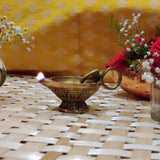 Indian Diwali Oil Lamp Pooja Diya Brass Light Puja Decorations Mandir Decoration Items Table Home Backdrop Decor Lamps Made in India Decorative Wicks Diyas Sri Ganesha Deep Vilakku Set of 20 - Gold - Divya Mantra