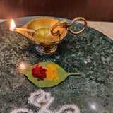Indian Diwali Oil Lamp Pooja Diya Brass Light Puja Decorations Mandir Decoration Items Table Home Backdrop Decor Lamps Made in India Decorative Wicks Diyas Sri Ganesha Deep Vilakku Set of 20 - Gold - Divya Mantra