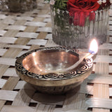 Indian Diwali Oil Lamp Pooja Diya Brass Light Puja Decorations Mandir Decoration Items Table Home Backdrop Decor Lamps Made in India Decorative Wicks Diyas Shri Swastik Laxmi Vilakku Set of 6 - Gold - Divya Mantra