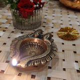 Indian Diwali Oil Lamp Pooja Diya Brass Light Puja Decorations Mandir Decoration Items Table Home Backdrop Decor Lamps Made in India Decorative Wicks Diyas Sri Laxmi Ganesh Vilakku Set of 10 - Golden - Divya Mantra