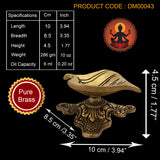 Divya Mantra Indian Diwali Oil Lamp Pooja Diya Brass Light Puja Decorations Mandir Items Handmade Home Decor Made in India Decorative Wicks Fortune Tortoise Turtle Deep Leaf Shaped Diyas Set Of 4-Gold - Divya Mantra
