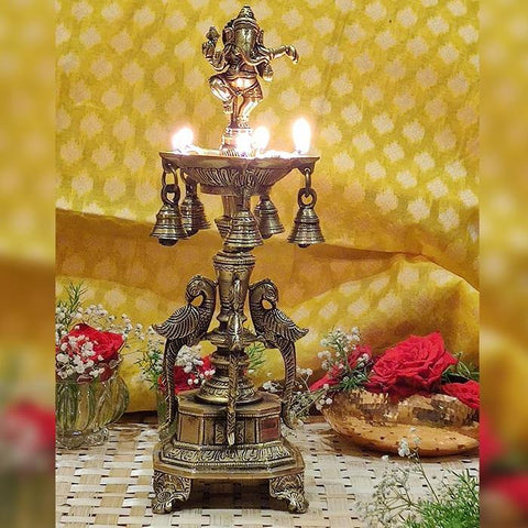 Divya Mantra Indian Diwali Oil Lamp Pooja Diya Brass Light Puja Decorations  Mandir Decoration Items Handmade