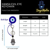 Hamsa Keychain Evil Eye Turkish Hanging Car Metal Key Chain Interior Travel Accessories Home Nazar Battu Good Luck Decorative Vastu Suraksha Drishti Bommai Showpiece Items