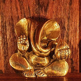 Ganesh Idol Home Temple Decor Mandir Room Decoration Accessories Indian Hindu Lord Sri Ganesha Diwali Pooja Ganpati Murti Puja Articles God Brass Statue Interior Decorative Good Luck Showpiece - Gold - Divya Mantra