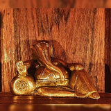 Ganesh Idol Home Temple Decor Mandir Room Decoration Accessories Indian Hindu Lord Sri Ganesha Diwali Pooja Resting Ganpati Murti Puja Articles God Brass Statue Interior Decorative Showpiece - Gold - Divya Mantra