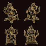 Ganesh Idol Home Temple Decor Mandir Room Decoration Accessories Indian Hindu Lord Sri Ganesha Diwali Pooja Ganpati ji Murti Puja Articles God Brass Statue Interior Decorative Showpiece - Golden - Divya Mantra