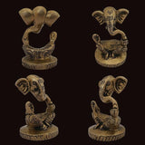 Ganesh Idol Home Temple Decor Mandir Room Decoration Accessories Indian Hindu Lord Sri Ganesha Diwali Pooja Ganpati Murti Puja Articles God Brass Statue Interior Decorative Showpiece Items - Golden - Divya Mantra