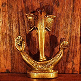 Ganesh Idol Home Temple Decor Mandir Room Decoration Accessories Indian Hindu Lord Shri Ganesha ji Diwali Pooja Ganpati Murti Puja Articles God Brass Statue Interior Decorative Showpiece - Gold - Divya Mantra