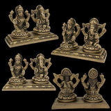 Laxmi Ganesh Idol For Home Temple Decor Mandir Room Decoration Accessories Indian Sri Hindu Lord Diwali Pooja Murti Puja Articles God Brass Statue Interior Decorative Showpiece Good Luck Money - Gold - Divya Mantra