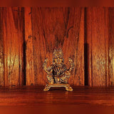 Laxmi Idol Home Temple Decor Mandir Room Decoration Accessories Indian Sri Lakshmi ji Hindu Diwali Pooja Murti Puja Articles God Brass Statue Interior Decorative Good Luck Money Showpiece - Golden - Divya Mantra
