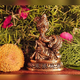 Laddu Gopal Idol Home Temple Decor Mandir Room Decoration Accessories Indian Hindu Pooja Murti Sri Makhan Chor Bal Krishna Kanha God Brass Statue Puja Articles Interior Decorative Showpiece - Golden - Divya Mantra