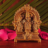 Ram Darbar Idol Home Temple Decor Mandir Room Decoration Accessories Indian Hindu Pooja Murti Shri Ram Laxman Sita Sri Hanuman God Brass Statue Puja Articles Interior Decorative Showpiece - Golden - Divya Mantra