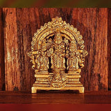 Ram Darbar Idol Home Temple Decor Mandir Room Decoration Accessories Indian Hindu Pooja Murti Shri Ram Laxman Sita Sri Hanuman God Brass Statue Puja Articles Interior Decorative Showpiece - Golden - Divya Mantra