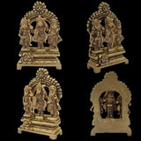 Ram Darbar Idol Home Temple Decor Mandir Room Decoration Accessories Indian Hindu Pooja Murti Sri Ram Laxman Sita Shri Hanuman God Brass Statue Puja Articles Interior Decorative Showpiece - Golden - Divya Mantra