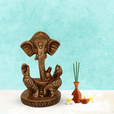 Ganesh ji Idol For Home Puja Room Decor Pooja Mandir Decoration Items Living Room Showpiece Decorations Office Ganesha Temple Murti Idol God Statue Brass Ganpati Stylish Show Pieces -Gold - Divya Mantra