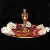 Deep Laxmi Indian Diwali Oil Lamp Pooja Diya Brass Light Puja Decorations Mandir Decoration Items Handmade Home Backdrop Decor Lamps Made India Decorative Wicks Diyas Deepam Vilakku -Gold - Divya Mantra