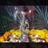 Parrot Design Indian Diwali Oil Lamp Pooja Diya Brass Light Decorations Mandir Decoration Items Handmade Home Backdrop Decor Lamps Made in India Decorative Wicks Diyas Deep Deepam - Gold - Divya Mantra