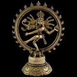 Natraj Shiva Statue Brass Home Decor Hindu God Dancing Nataraja Indian Handicrafts Mandir Temple Pooja Antique Brass Lord Sri Nataraj Sculpture Decorative Statues Vastu Murti Diwali Idol - Golden - Divya Mantra