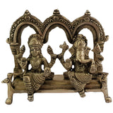 Laxmi Ganesh Idol For Home Puja Room Decor Pooja Mandir Decoration Items Living Room Showpiece Decorations Office Lakshmi Ganesha Temple Murti Idol God Statue Brass Interior Show Pieces - Golden - Divya Mantra