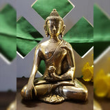 Gautam Buddha Statue for Home Decor Brass Items Budha Showpiece Decorative Idol Kitchen Living Room Office Stylish Antique Showcase Decoration Indian Handicraft Meditation Showpieces Idols - Golden - Divya Mantra