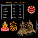 Laxmi Ganesh Idol For Home Puja Room Decor Pooja Mandir Decoration Items Living Room Showpiece Decorations Office Sri Lakshmi Ganesha Temple Murti Idol God Statue Brass Interior Show Pieces - Golden - Divya Mantra