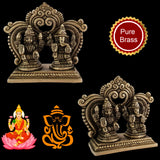 Laxmi Ganesh Idol For Home Puja Room Decor Pooja Mandir Decoration Items Living Room Showpiece Decorations Office Sri Lakshmi Ganesha Temple Murti Idol God Statue Brass Interior Show Piece - Golden - Divya Mantra