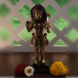 Hanuman ji Idol Home Puja Room Decor Pooja Mandir Decoration Items Living Room Showpiece Decorations Office Sri Hanuman Holding Gada Indian Temple Murti Idols God Statue Brass