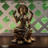 Laxmi on Lotus Idol For Home Puja Room Diwali Decor Pooja Mandir Decoration Items Living Room Showpiece Decorations Office Shri Lakshmi Murti Goddess Statue Brass Show Pieces