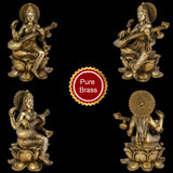 Saraswati Idol For Home Puja Room Diwali Decor Pooja Mandir Decoration Items Living Room Showpiece Decorations Office Maa Veena Vadini Murti Idol Goddess Statue Brass Show Pieces