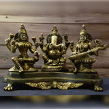 Laxmi Ganesh Saraswati Idol For Home Puja Room Diwali Decor Pooja Mandir Decoration Items Living Room Showpiece Decorations Office Murti Idols Statue Brass Show Pieces Set