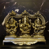 Sri Laxmi Ganesh Saraswati Brass Idol For Home Puja Room Diwali Decor Pooja Mandir Decoration Items Living Room Showpiece Decorations Office Murti Idols Statue Show Pieces Set
