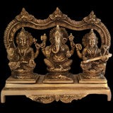 Sri Laxmi Ganesh Saraswati Brass Idol For Home Puja Room Diwali Decor Pooja Mandir Decoration Items Living Room Showpiece Decorations Office Murti Idols Statue Show Pieces Set