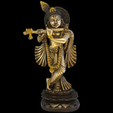 Krishna Playing Flute Brass Statue Janmashtami Murti Kanha Bansuri Idol Bhagwan Sri Thakur ji Home Decor Mandir God Brass Decorative Showpiece Lord Pooja Beautiful Statues