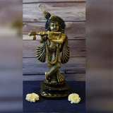 Krishna Playing Flute Brass Statue Janmashtami Murti Kanha Bansuri Idol Bhagwan Sri Thakur ji Home Decor Mandir God Brass Decorative Showpiece Lord Pooja Beautiful Statues