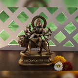 Durga Idol For Home Puja Room Diwali Navratri Decor Pooja Mandir Decoration Items Living Room Showpiece Decorations Shri Sherawali Mata Temple Murti Statue Brass Show Pieces