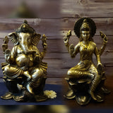 Laxmi Ganesh Idol Set For Home Puja Room Decor Pooja Mandir Decoration Items Living Room Interior Showpiece Decorations Office Lakshmi Ganesha Temple Murti God Statue Brass