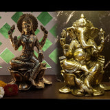 Laxmi Ganesh Idol Set For Home Puja Room Decor Pooja Mandir Decoration Items Living Room Interior Showpiece Decorations Office Sri Lakshmi Ganesha Temple Murti God Statue Brass