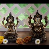 Laxmi Ganesh Idol Set Home Puja Room Decor Pooja Mandir Decoration Items Living Room Interior Showpiece Decorations Office Sri Lakshmi Ganesha Temple Murti God Statue Brass