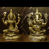 Laxmi Ganesh Idol Set Home Puja Room Decor Pooja Mandir Decoration Items Living Room Interior Showpiece Decorations Office Shri Lakshmi Ganesha Temple Murti God Statue Brass