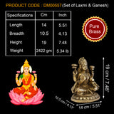 Sri Laxmi Ganesh Idol Set Home Puja Room Decor Pooja Mandir Decoration Items Living Room Interior Showpiece Decorations Office Lakshmi Ganesha Temple Murti God Statue Brass
