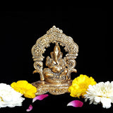 Laxmi Ganesh Idol For Home Puja Room Decor Pooja Mandir Decoration Items Living Room Showpiece Decorations Office Sri Lakshmi Ganesha Temple Murti Idol God Statue Metal Show Pieces - Gold - Divya Mantra