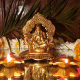 Laxmi Ganesh Idol For Home Puja Room Decor Pooja Mandir Decoration Items Living Room Showpiece Decorations Office Sri Lakshmi Ganesha Temple Murti Idol God Statue Metal Show Pieces - Gold - Divya Mantra