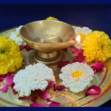 Brass Akhand Diya Indian Diwali Oil Lamp Pooja Puja Decorations Mandir Decoration Items Handmade Home Backdrop Decor Lamps Made India Decorative Wicks Diyas Welcome Deepam Deep - Gold - Divya Mantra
